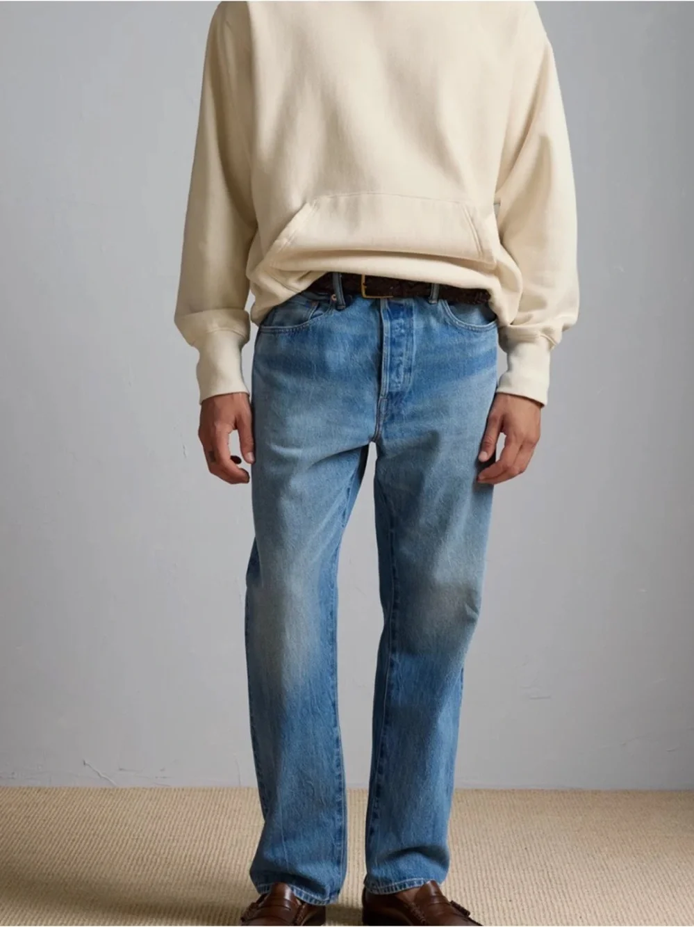 NWT AE77 Premium Loose Mens Jeans medium wash organic cotton 28x32